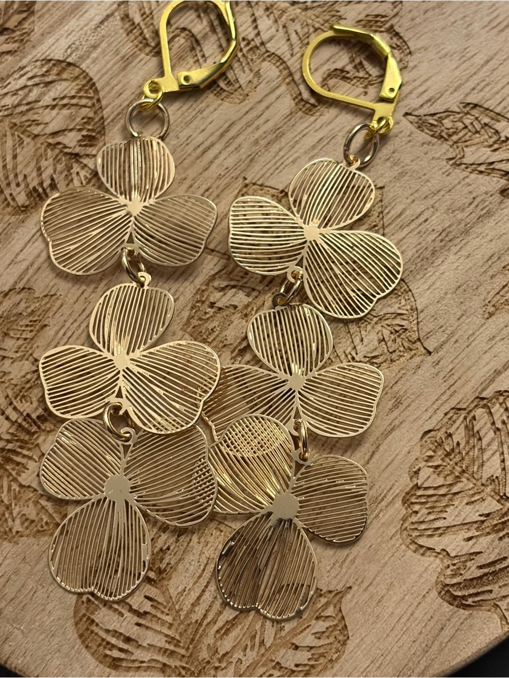 Gold Floral Filigree Drop Earrings - Women Jewelry